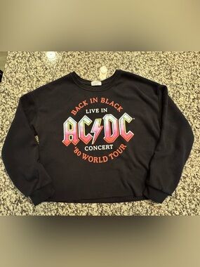 AC/DC Black and White Logo Tee with Bold Band Print